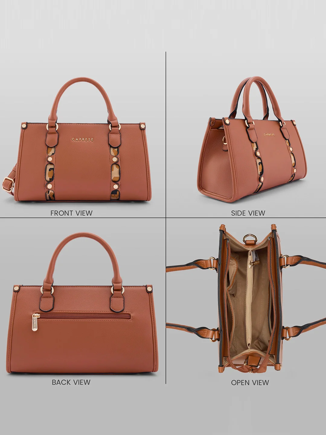 Caprese Chelsea Medium Tan Satchel Bag - Image 4