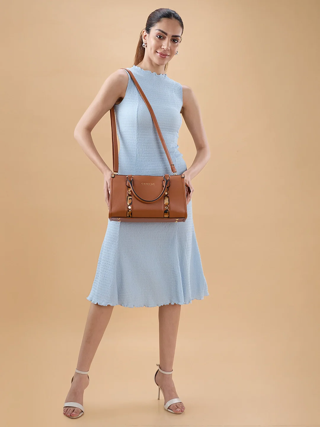 Caprese Chelsea Medium Tan Satchel Bag - Image 8