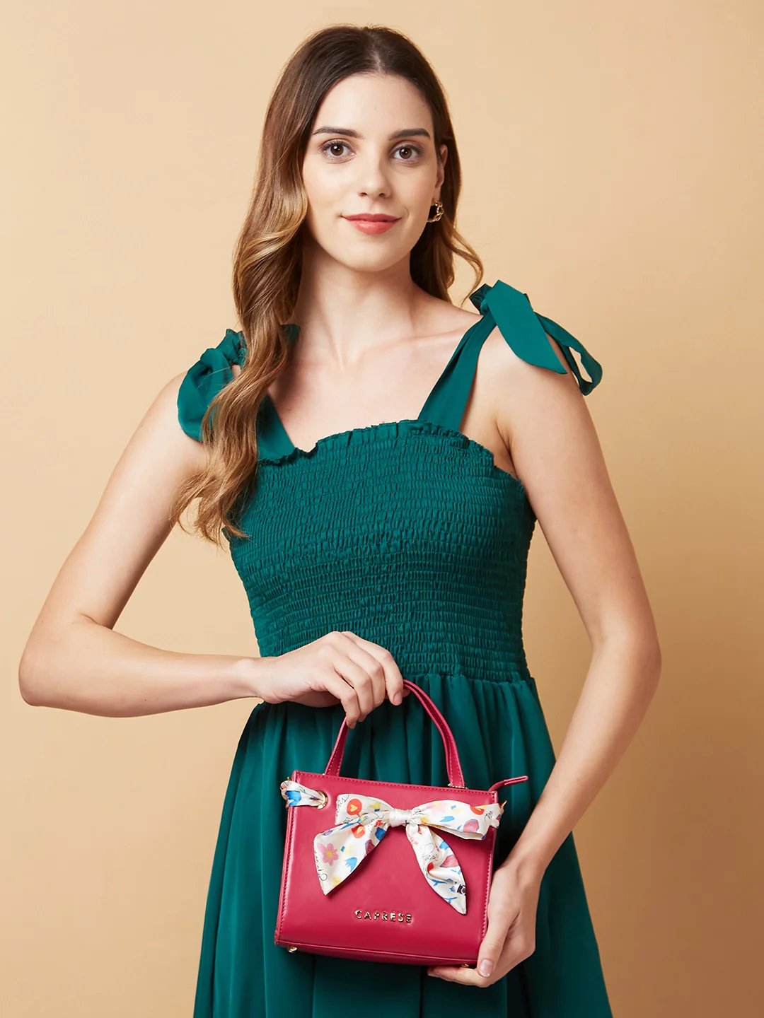 Caprese Chenelle Small Dark Pink Satchel Bag - Image 2