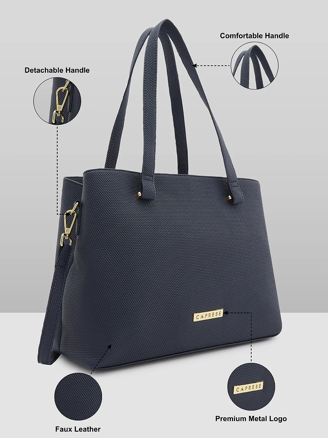 Caprese Cherry Medium Blue Satchel Bag - Image 6