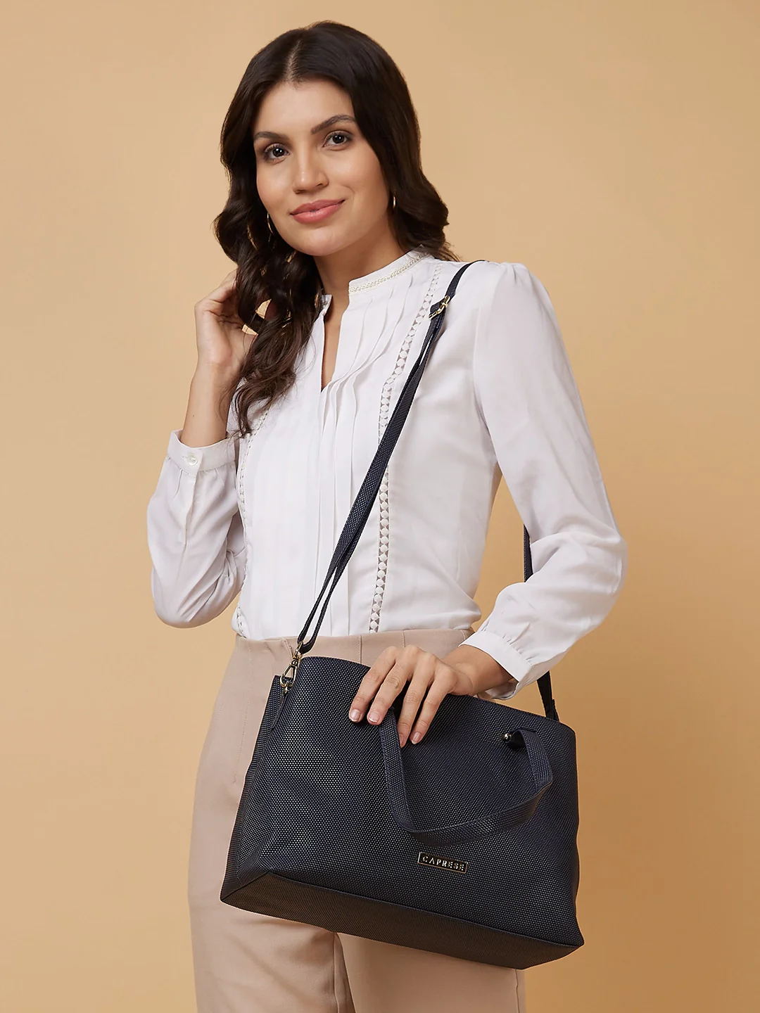 Caprese Cherry Medium Blue Satchel Bag - Image 9