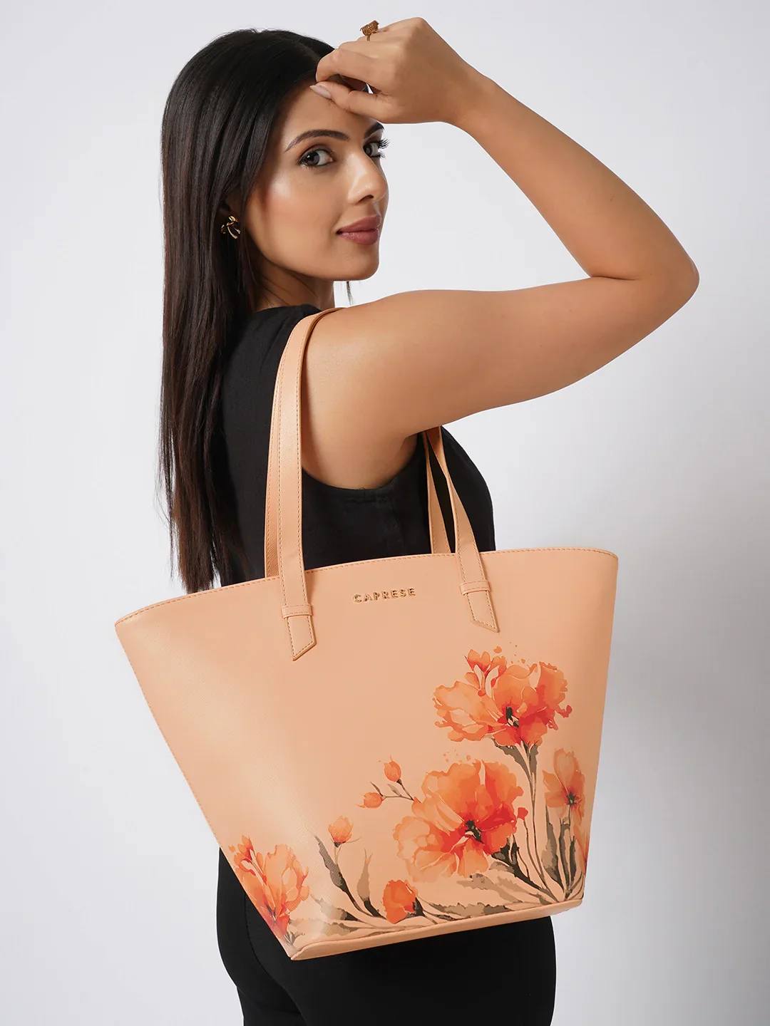 Caprese Chloe Large Orange Satchel Bag - Image 2