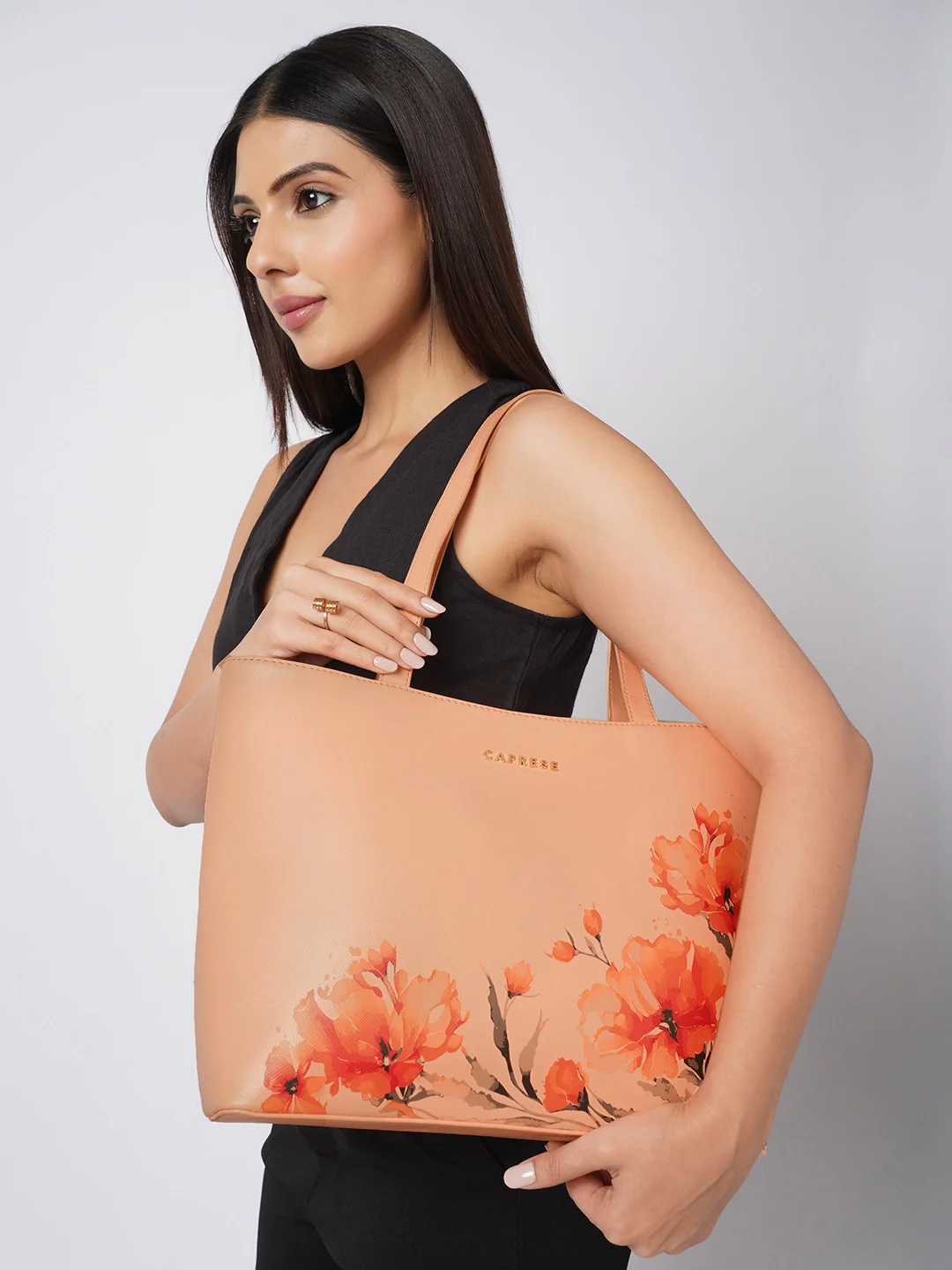 Caprese Chloe Large Orange Tote Bag - Image 2
