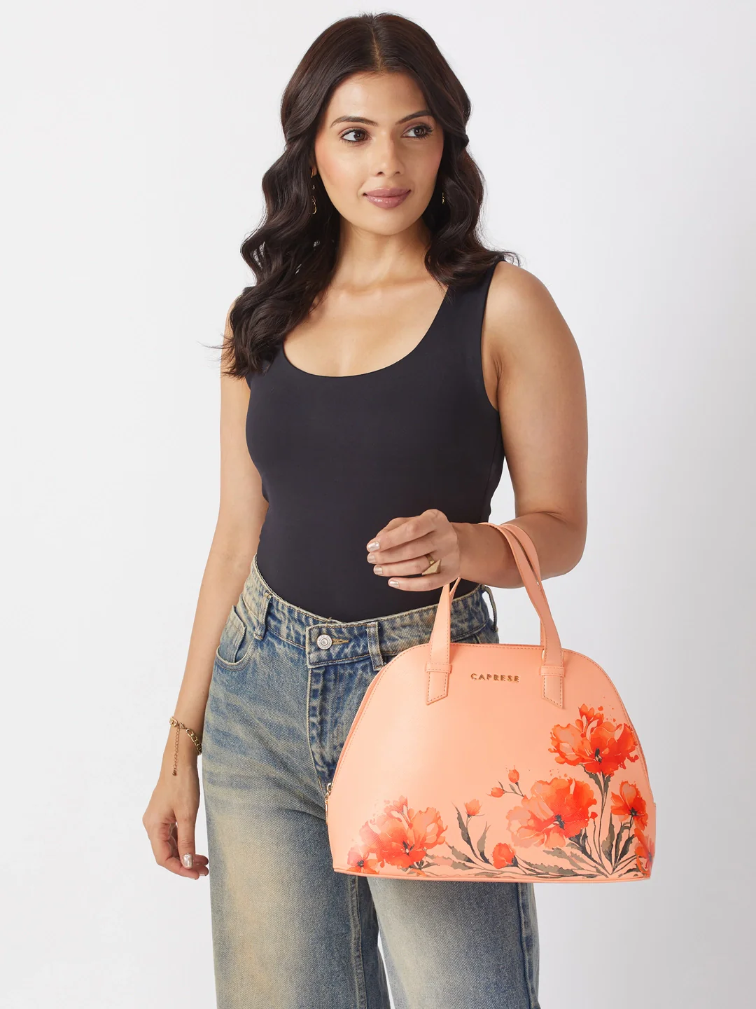 Caprese Chloe Medium Orange Satchel Bag - Image 2