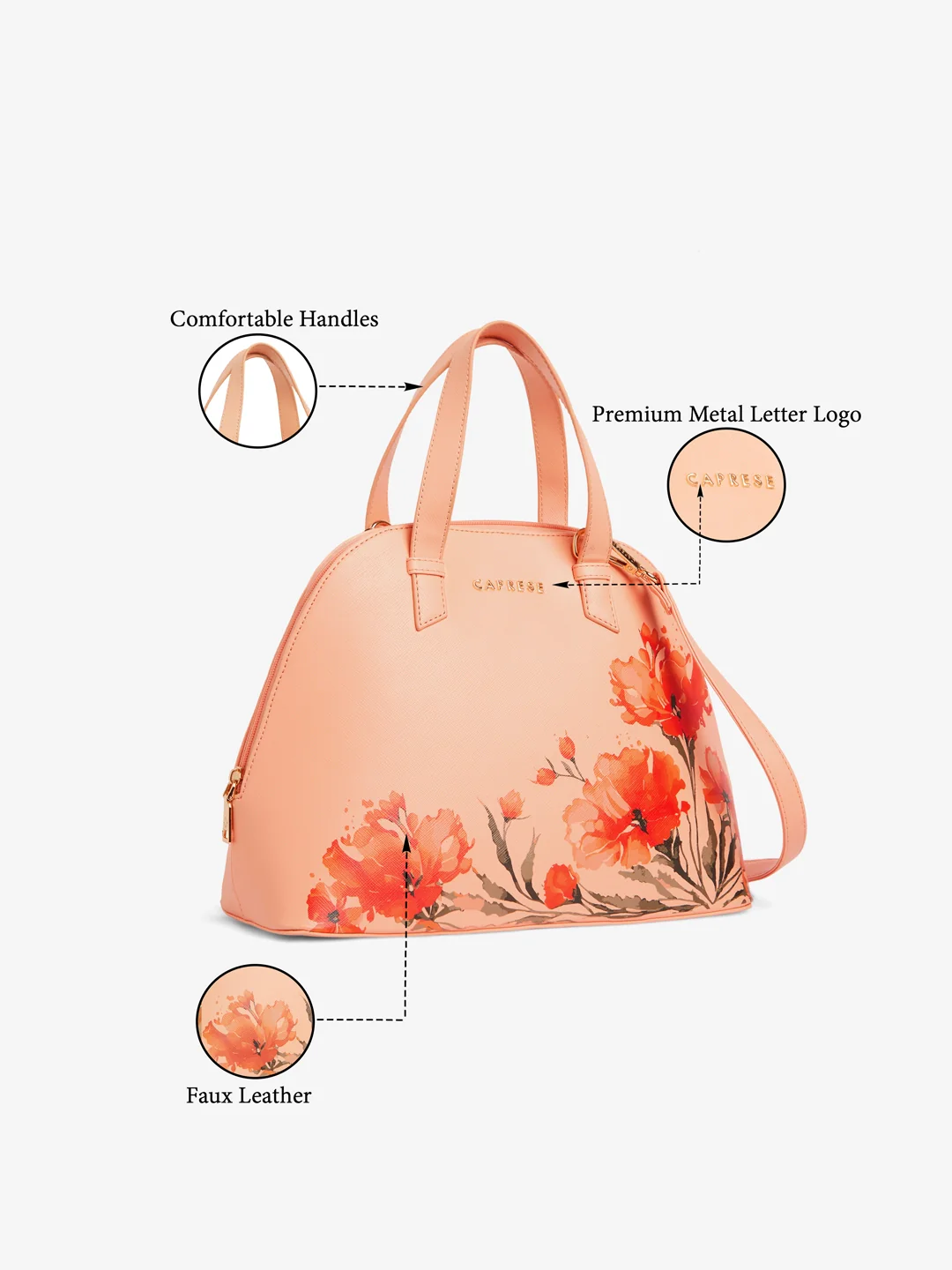 Caprese Chloe Medium Orange Satchel Bag - Image 9