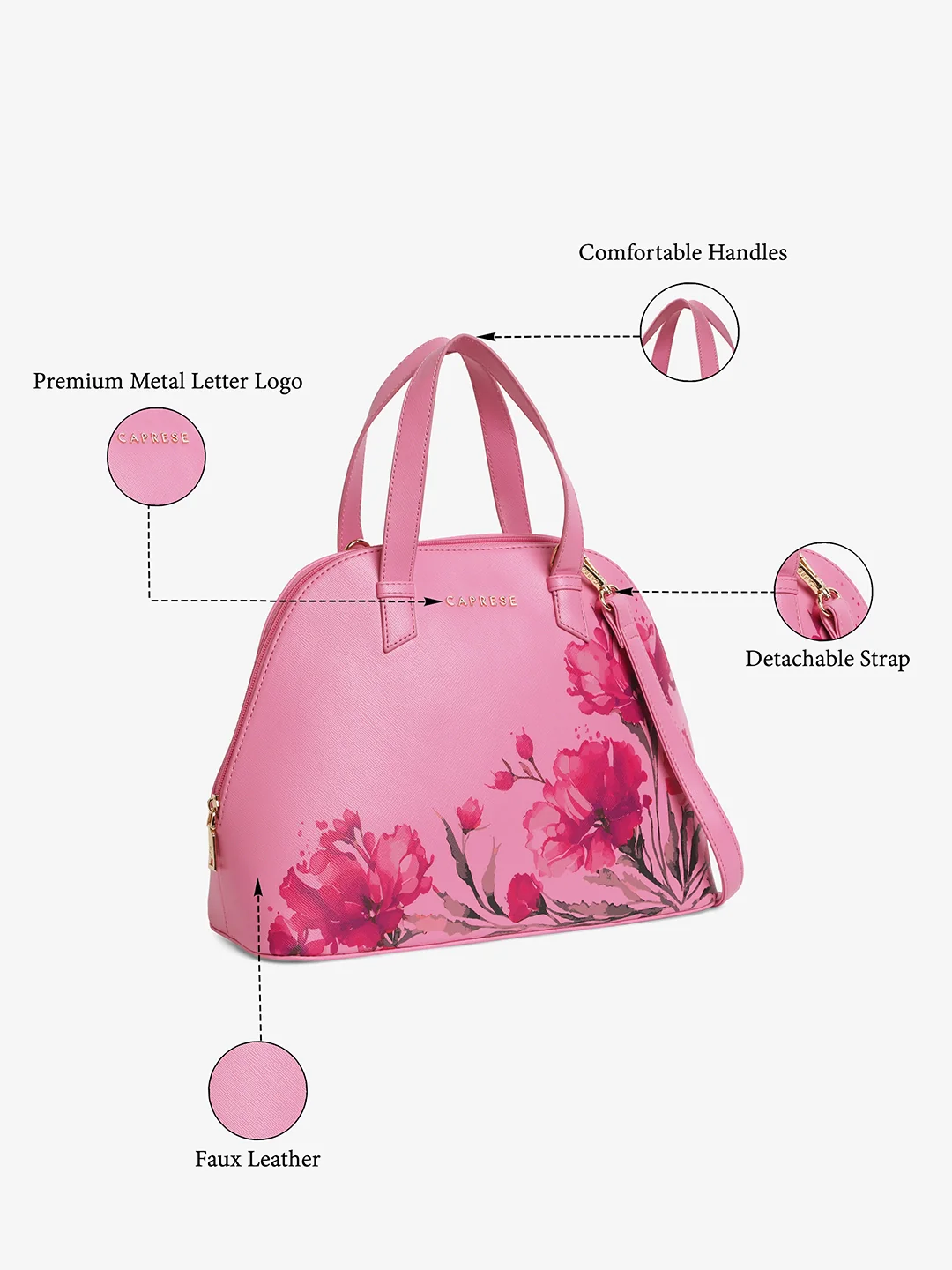 Caprese Chloe Medium Violet Satchel Bag - Image 6