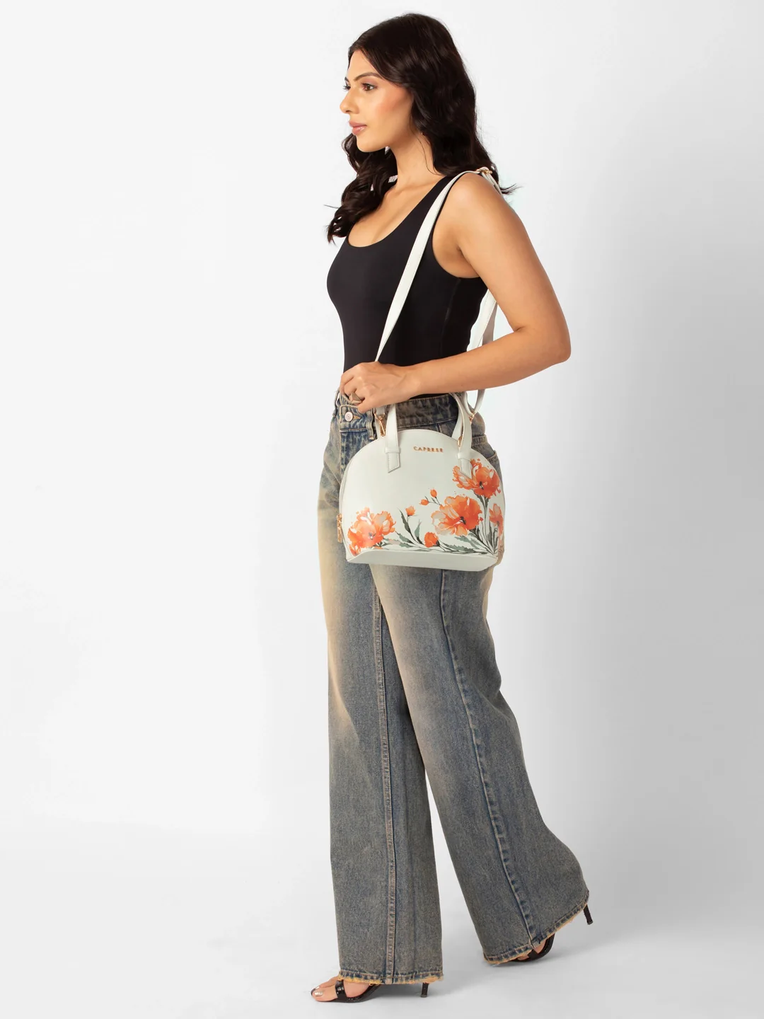 Caprese Chloe Small Grey Satchel Bag - Image 3