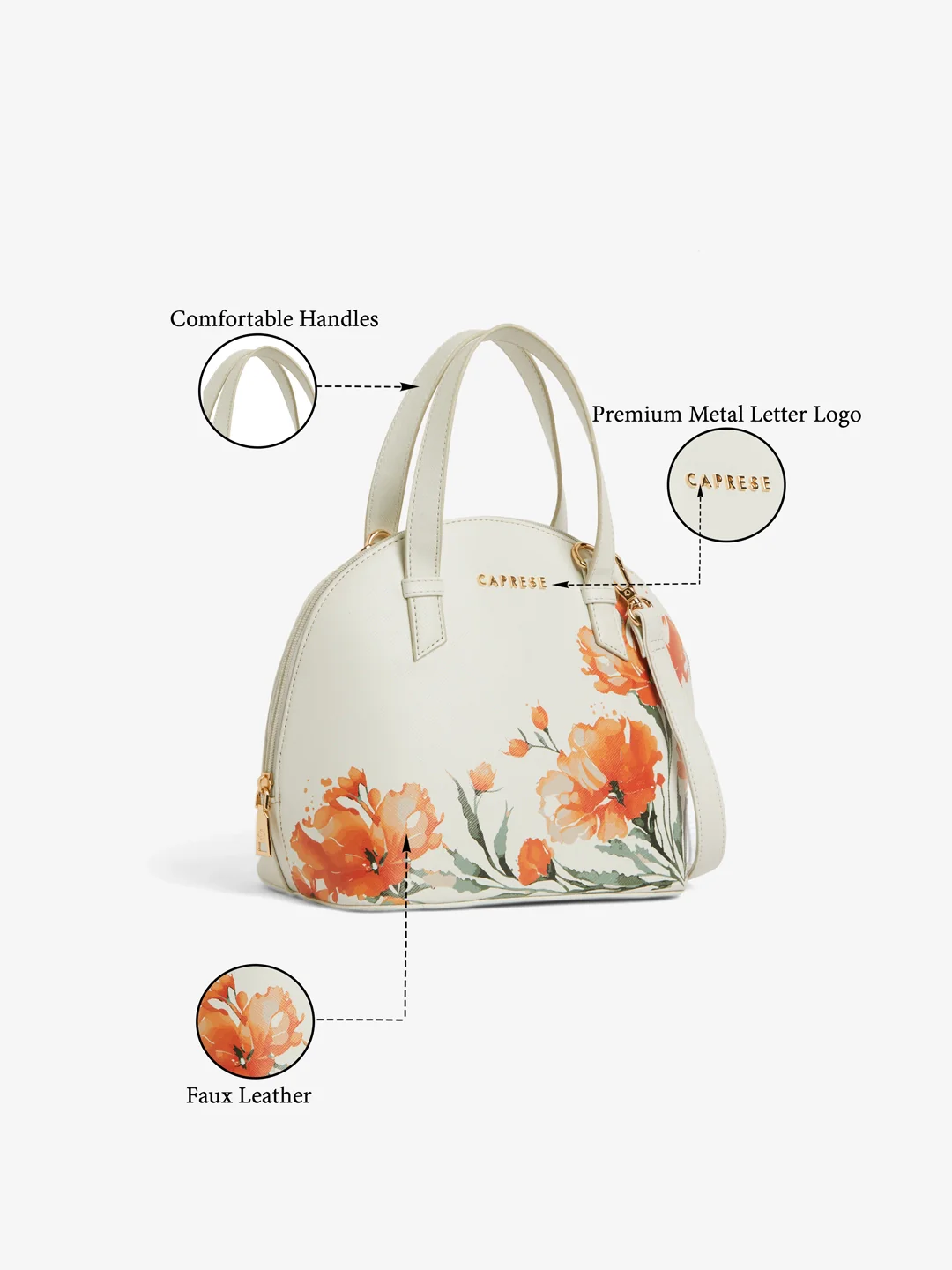 Caprese Chloe Small Grey Satchel Bag - Image 9