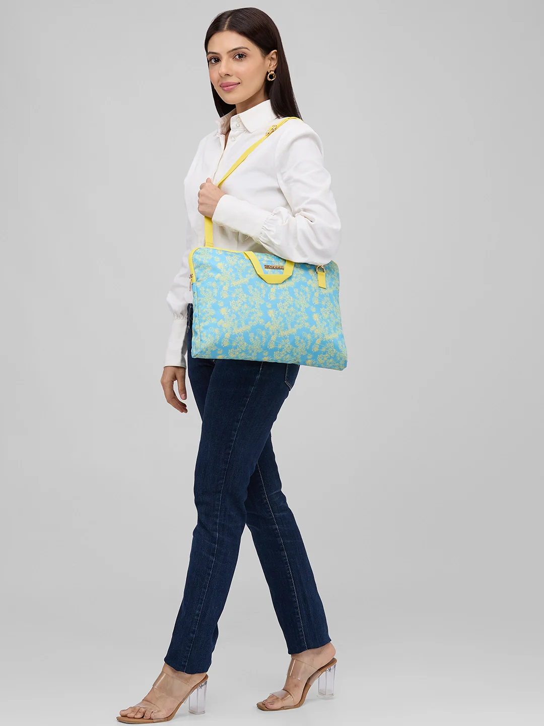 Caprese Chrysan Large Light Blue Laptop Bag - Image 2