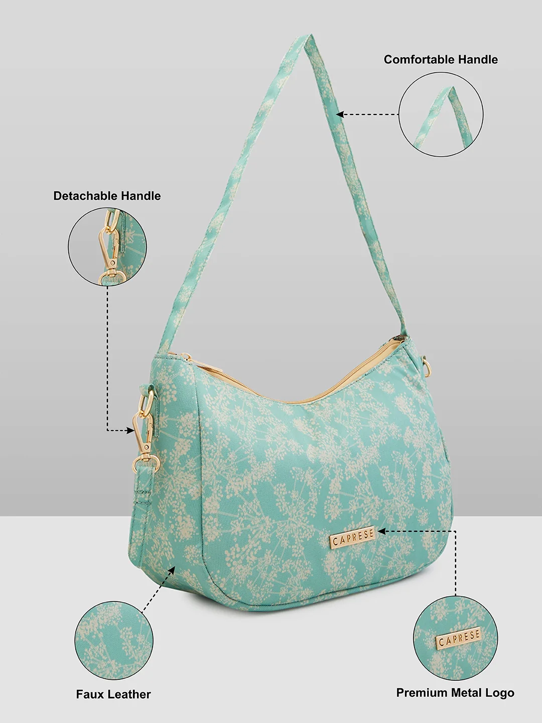 Caprese Chrysan Medium Sage Sling Bag - Image 5