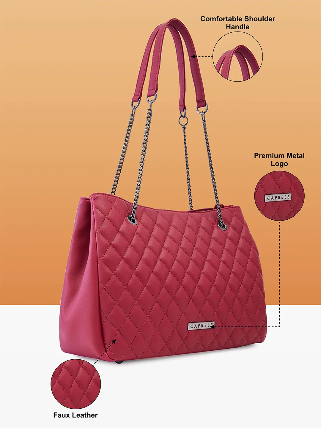 Caprese Cicely Large Maroon Satchel Bag - Image 10
