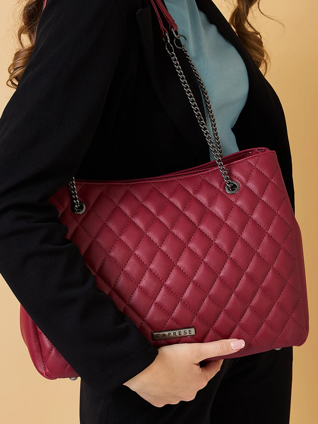 Caprese Cicely Large Maroon Satchel Bag - Image 6