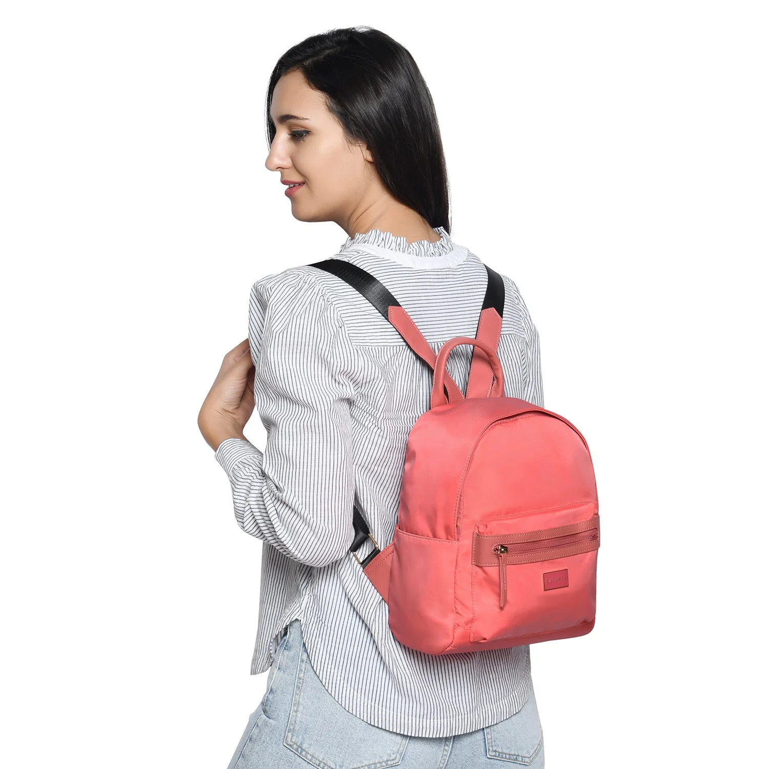 Caprese Cindy Small Pastel Peach Backpack - Image 2