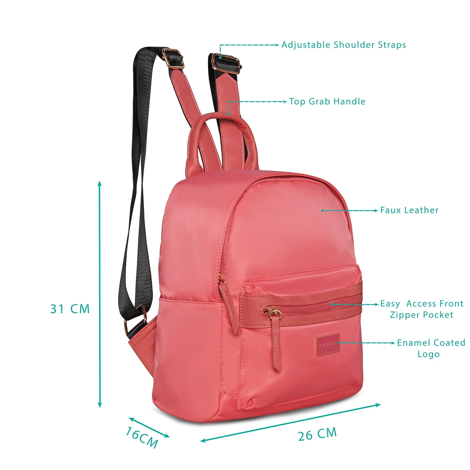 Caprese Cindy Small Pastel Peach Backpack - Image 3