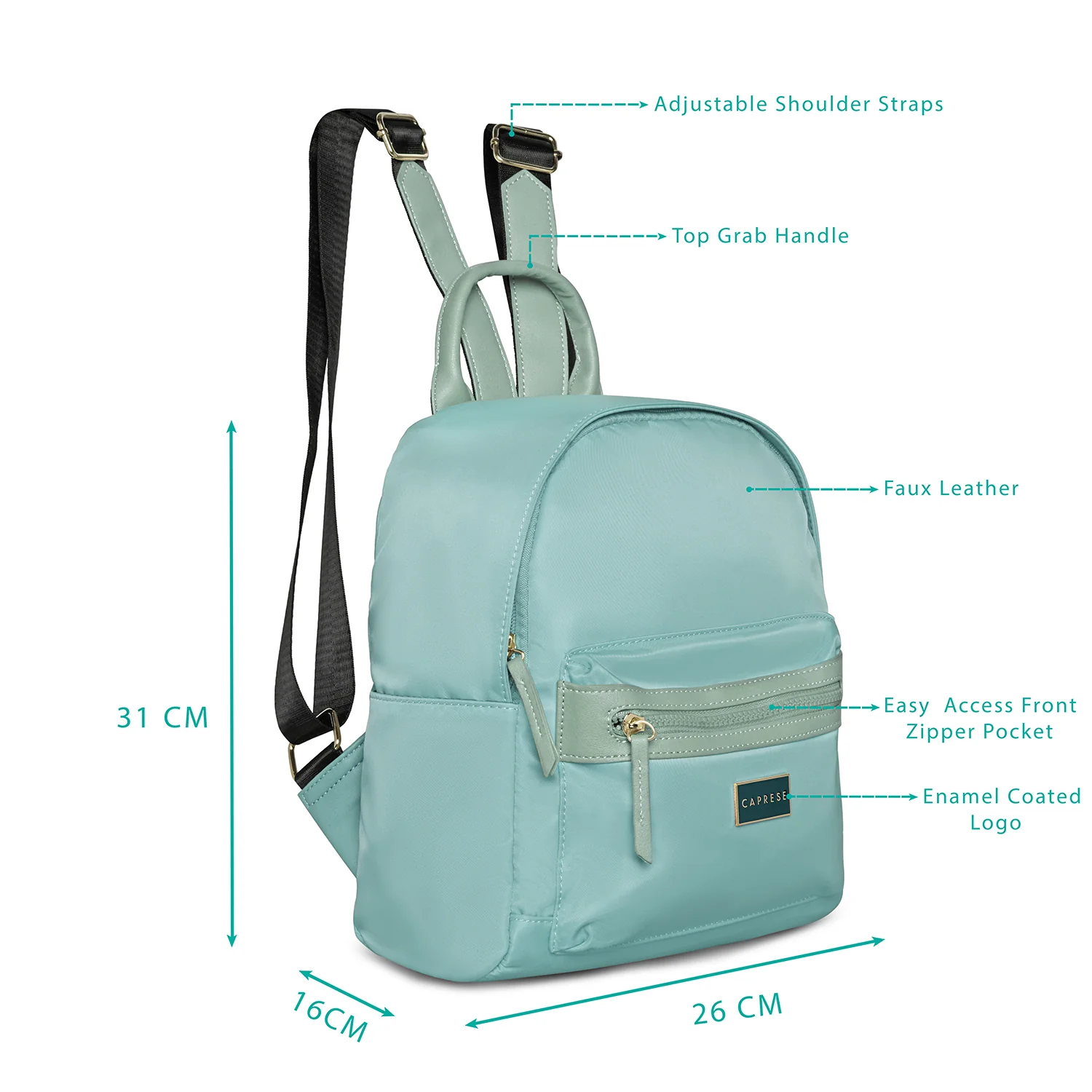Caprese Cindy Small Powder Blue Backpack - Image 3