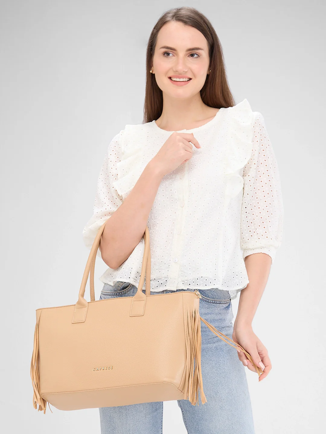 Caprese Cindy Large Beige Tote Bag - Image 2