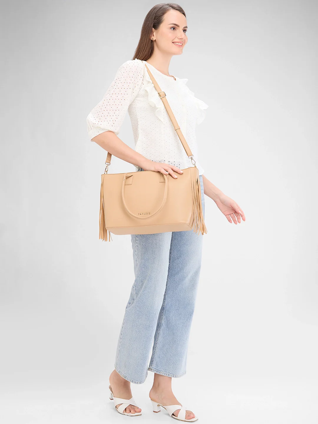 Caprese Cindy Large Beige Tote Bag - Image 3