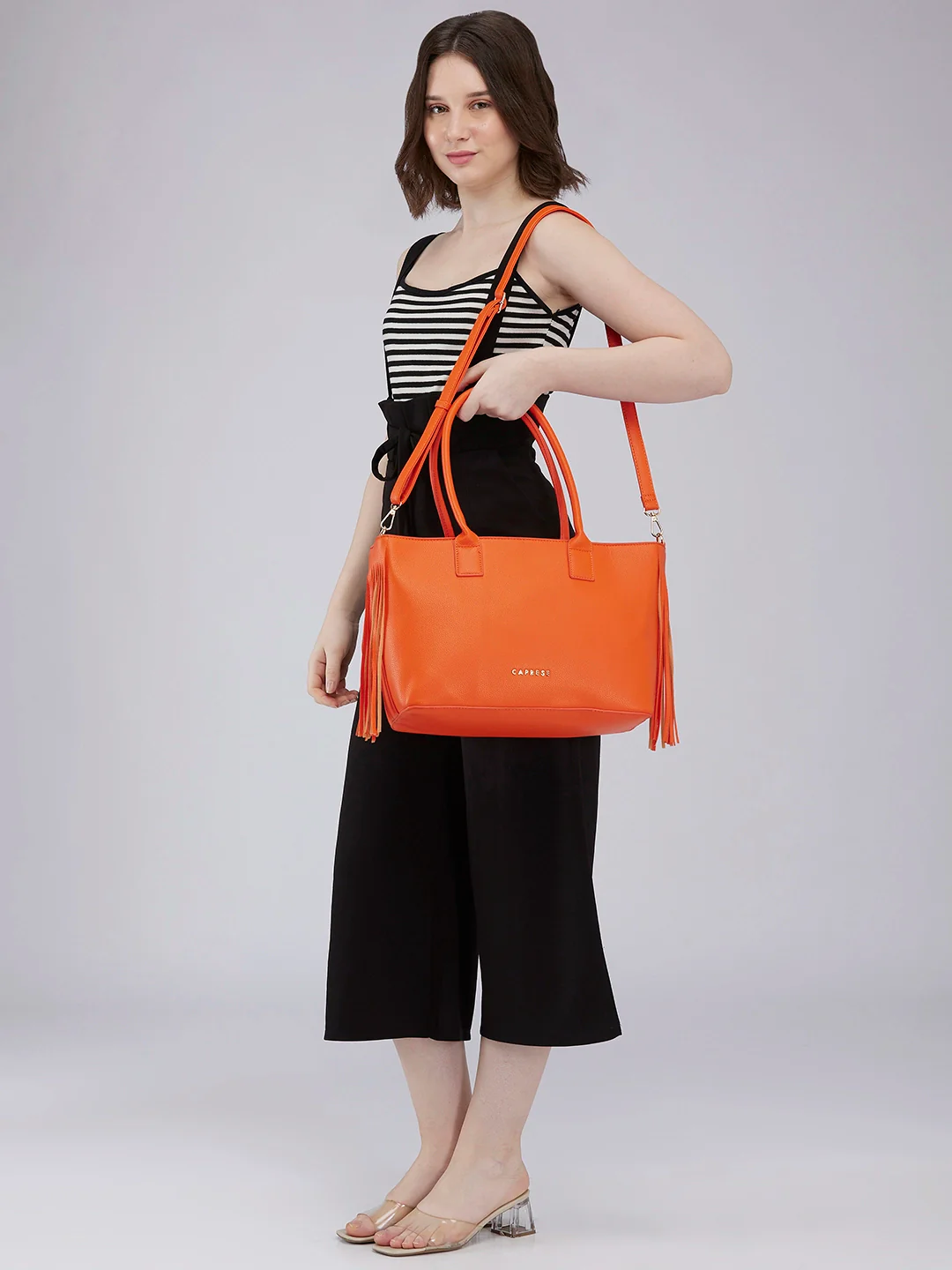 Caprese Cindy Large Orange Tote Bag - Image 2