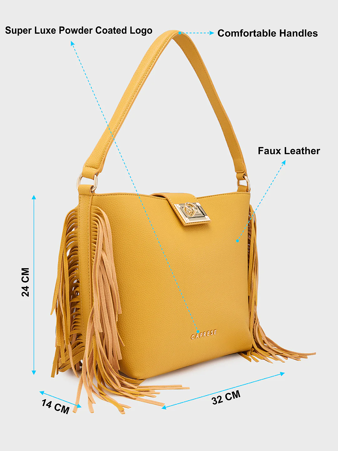 Caprese Cindy Medium Yellow Hobo Bag - Image 8