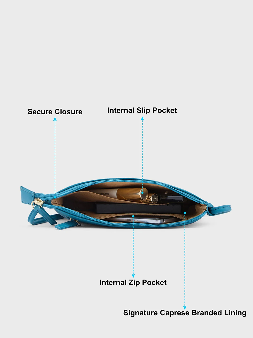 Caprese Clairice Medium Teal Sling Bag - Image 10