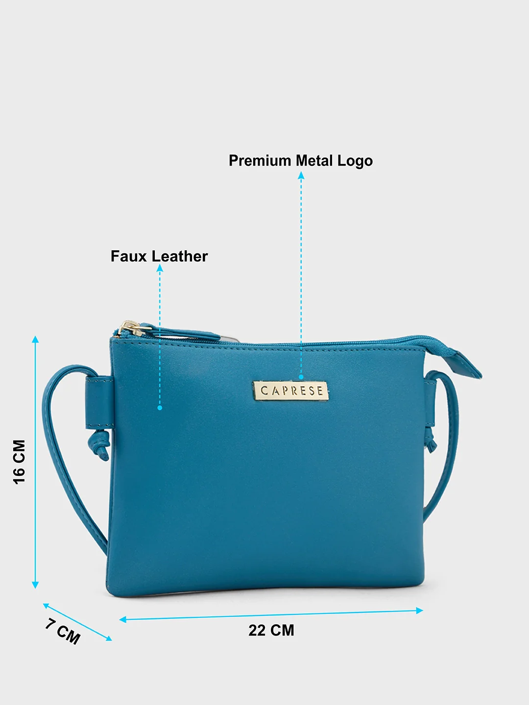 Caprese Clairice Medium Teal Sling Bag - Image 9