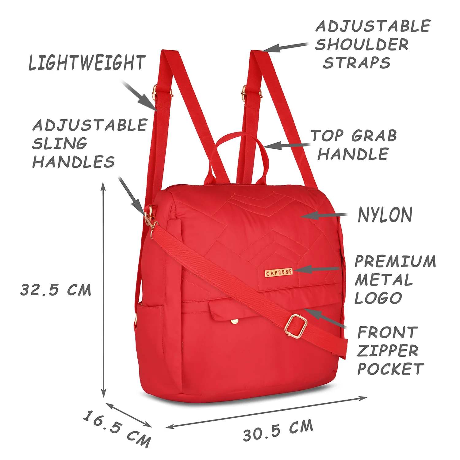 Caprese Clara Large Red Backpack - Image 7
