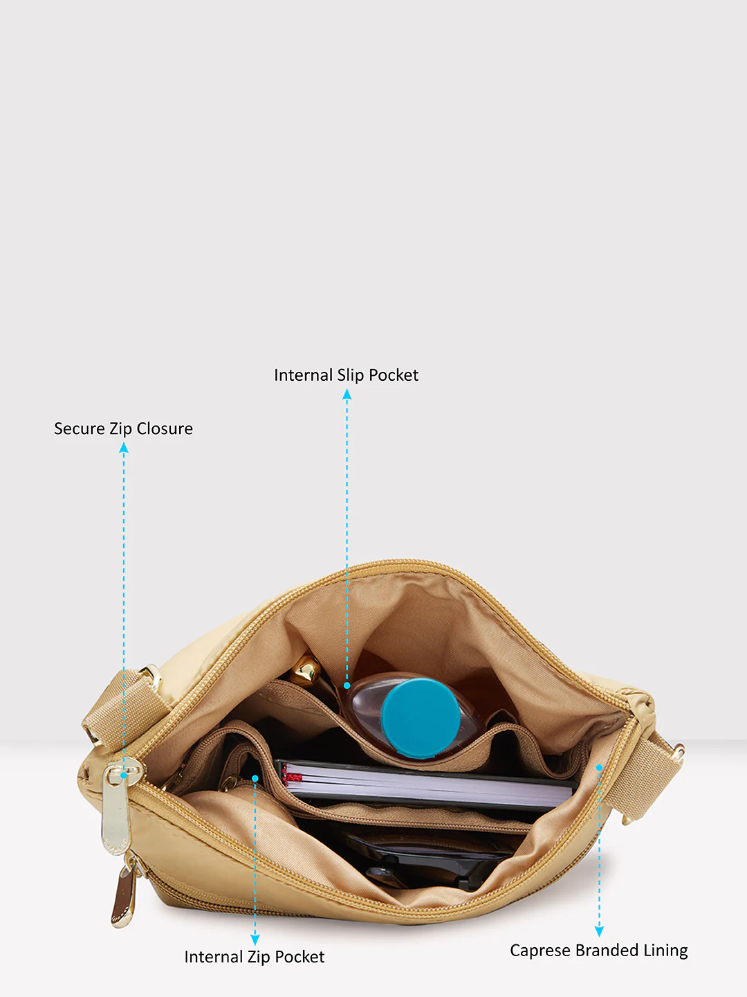 Caprese Clara Medium Ochre Sling Bag - Image 5