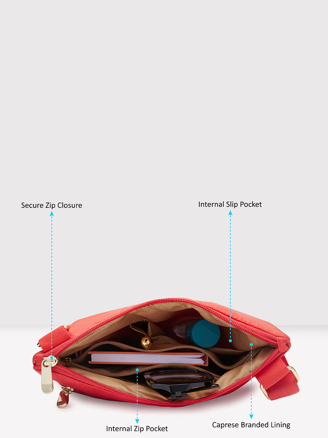 Caprese Clara Medium Red Sling Bag - Image 7