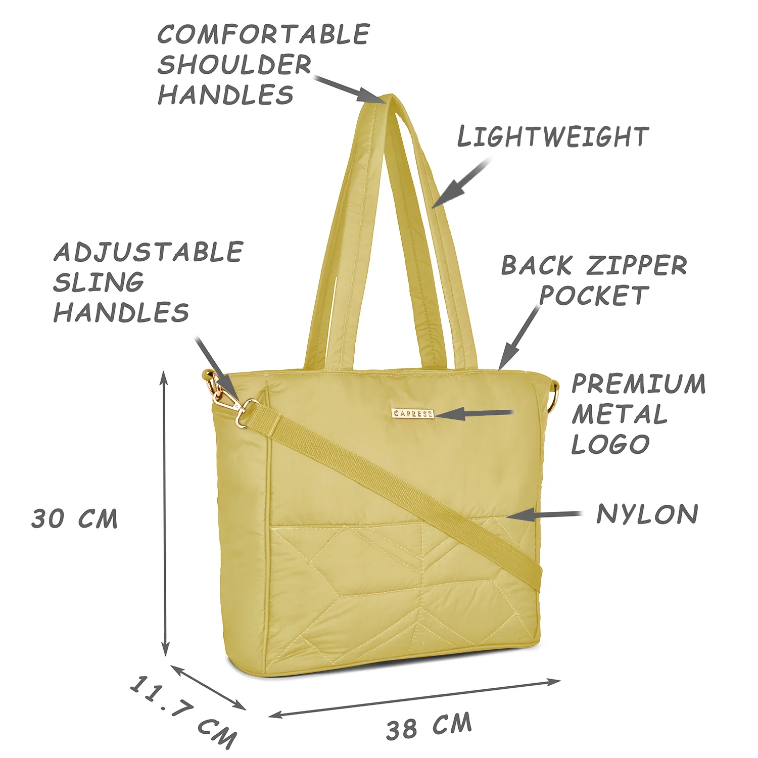 Caprese Clara Medium (E) Ochre Tote Bag - Image 3