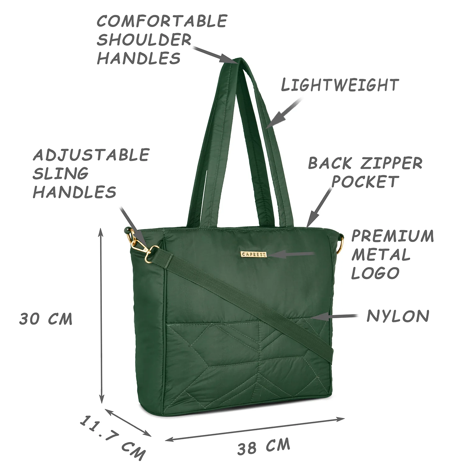Caprese Clara Medium (E) Olive Tote Bag - Image 4