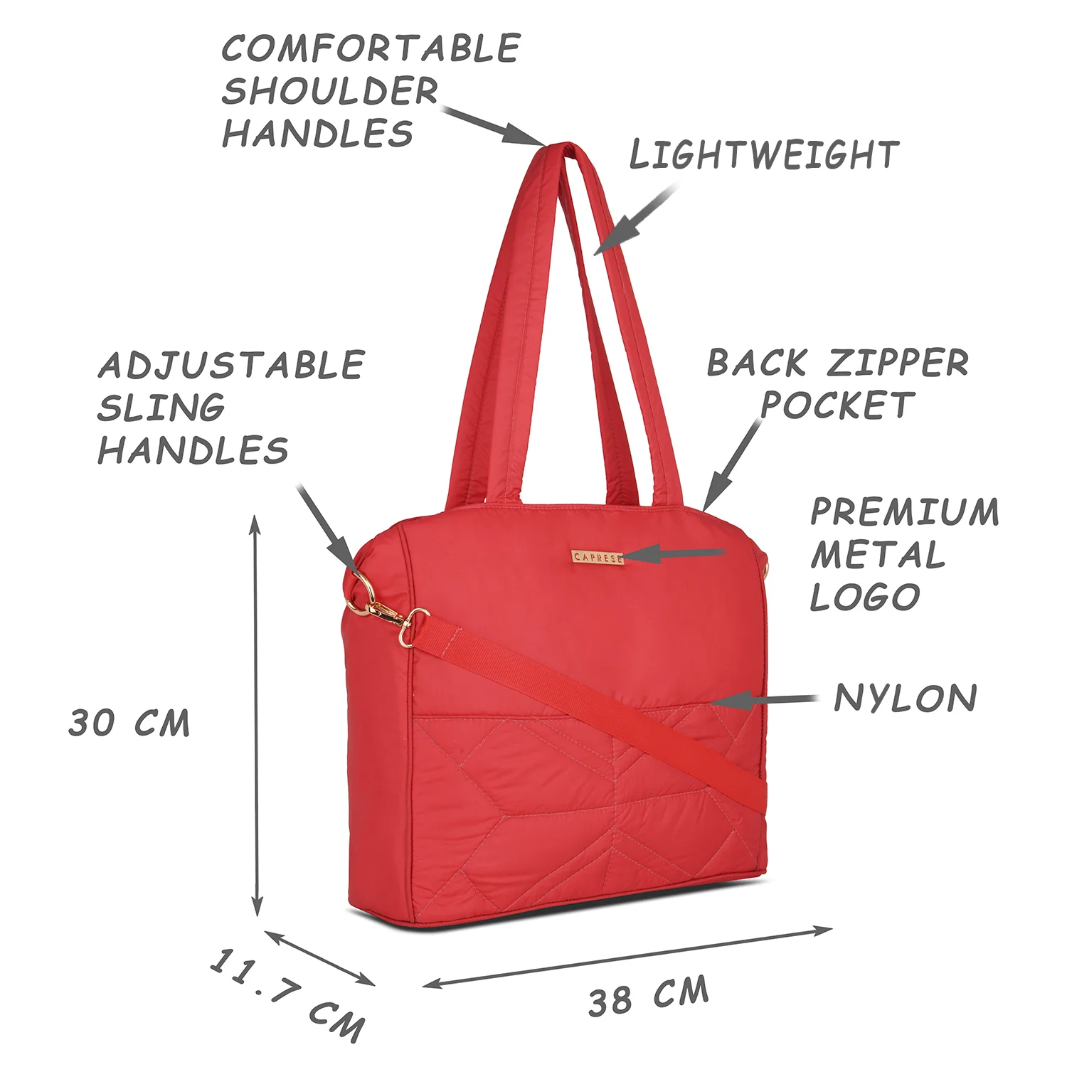 Caprese Clara Medium (E) Red Tote Bag - Image 4
