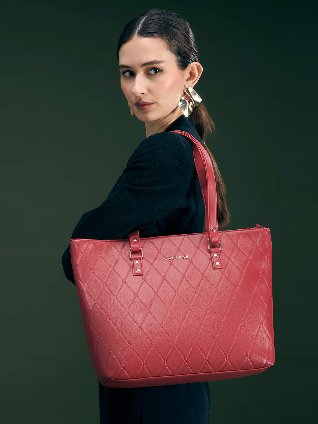 Caprese Claudiaa Large Cherry Red Tote Bag - Image 8