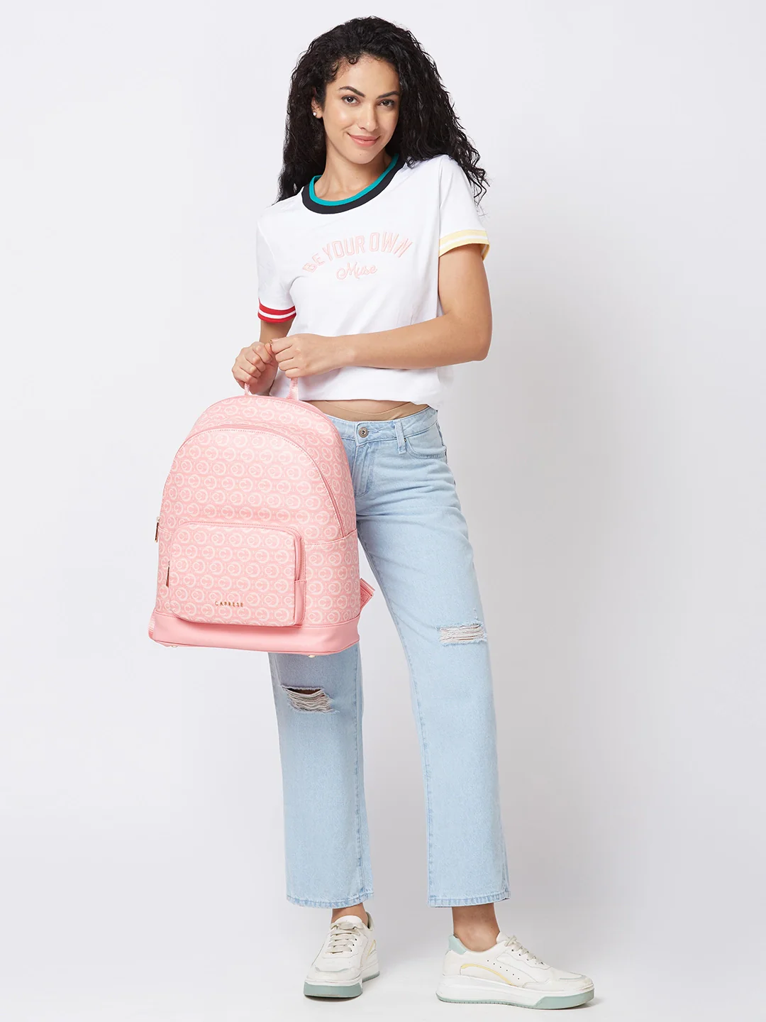 Caprese Cleo Large Light Pink Laptop Backpack - Image 11