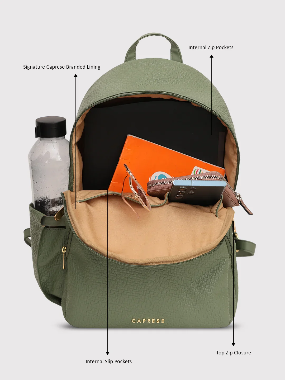 Caprese Comet Medium Olive Backpack - Image 10