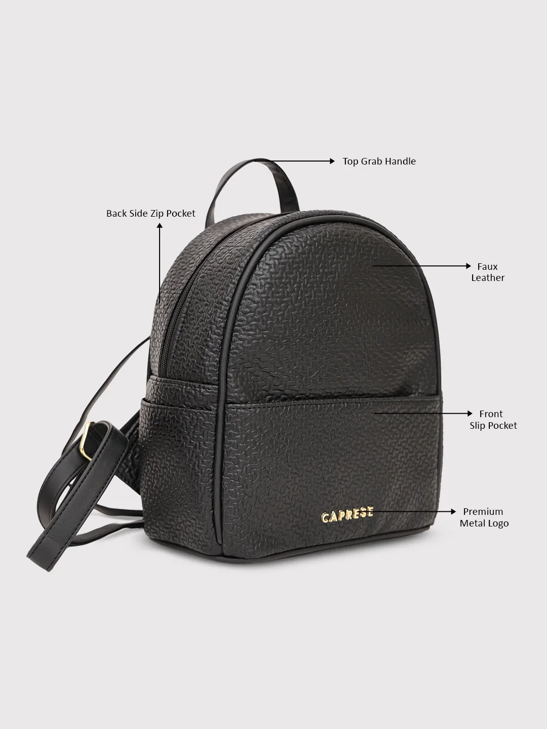 Caprese Comet Small Black Backpack - Image 8