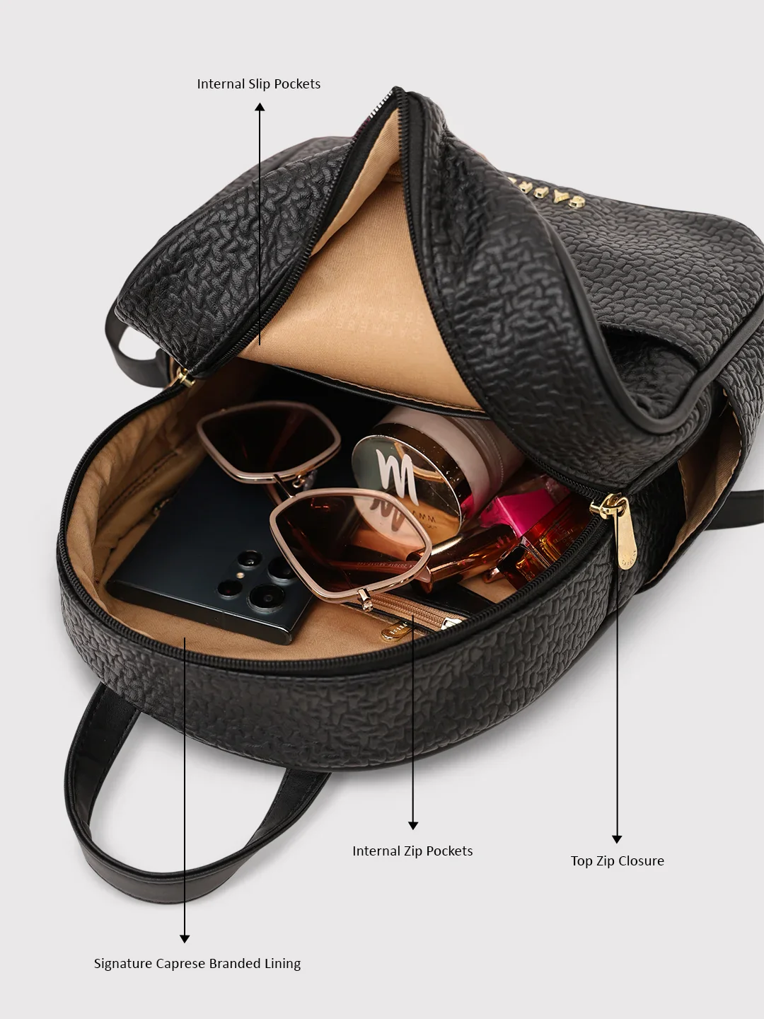 Caprese Comet Small Black Backpack - Image 9