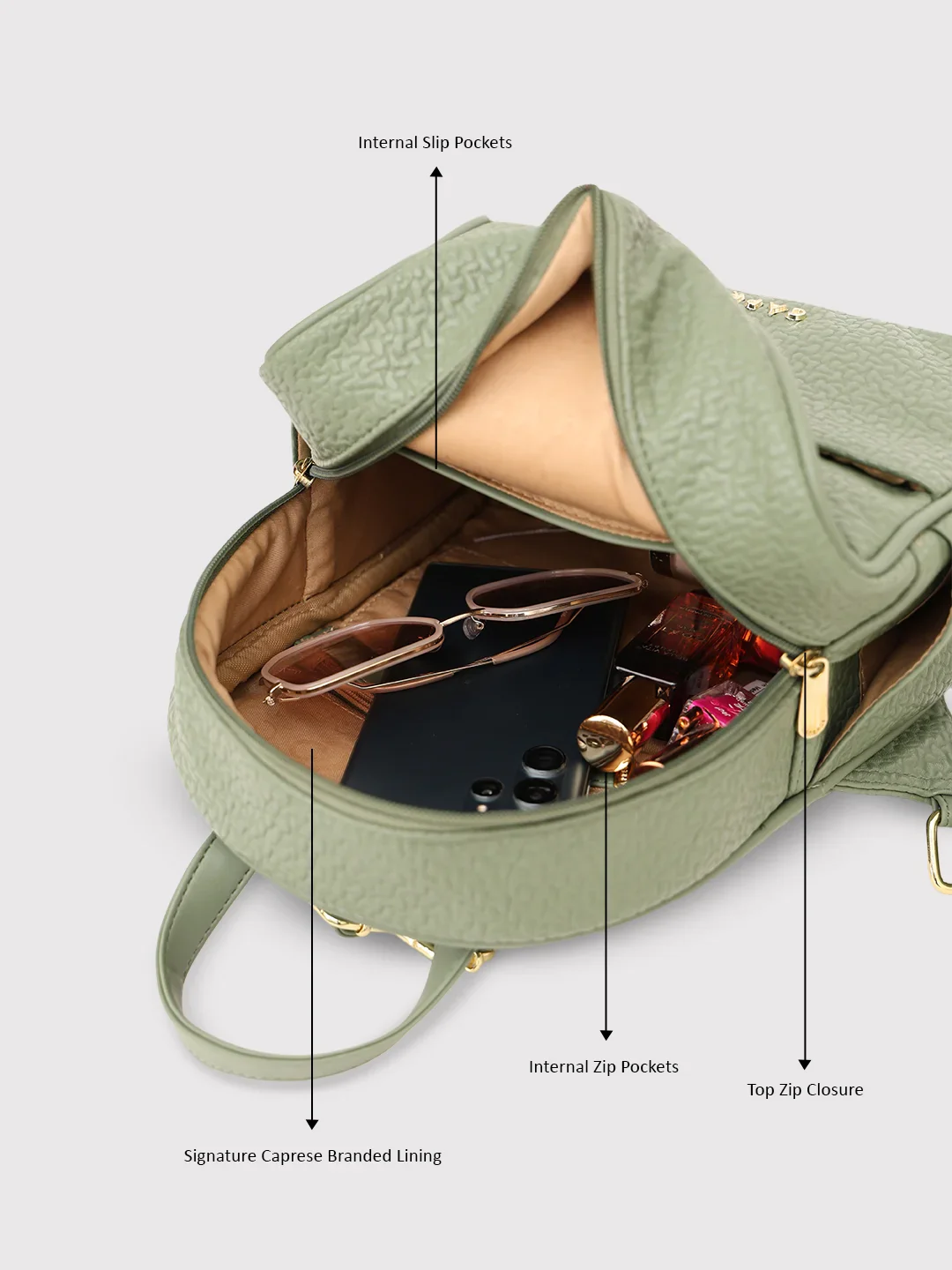 Caprese Comet Small Olive Backpack - Image 10