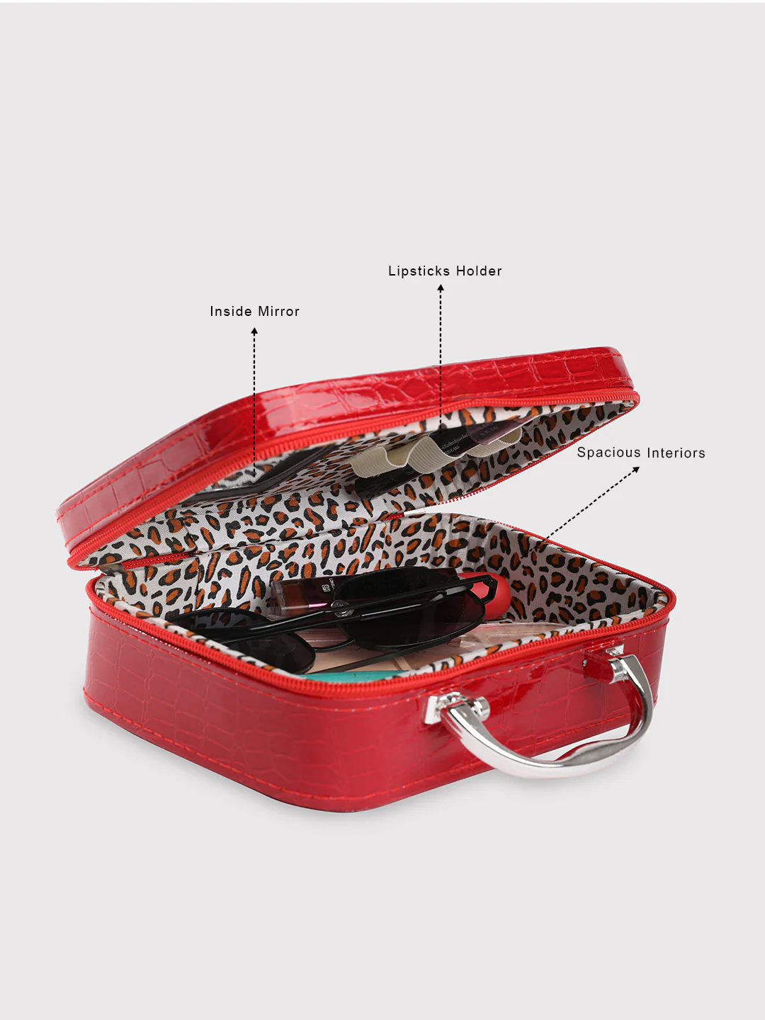 Caprese Cortney Small Maroon Vanity Case - Image 12