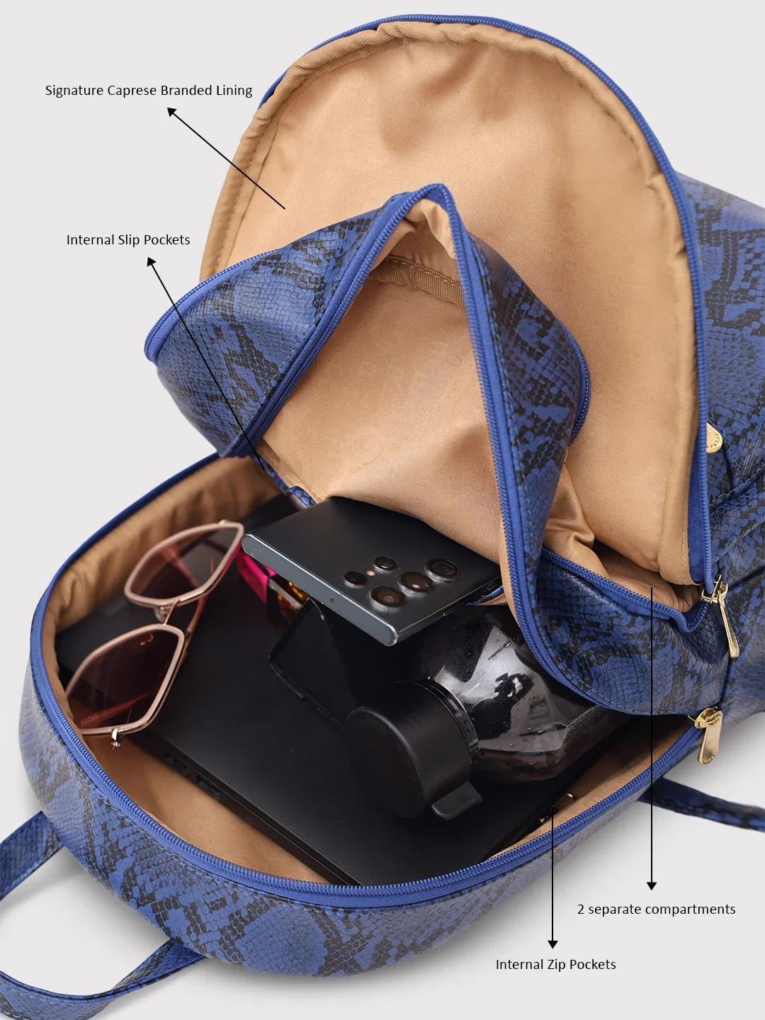 Caprese Cosmos Medium Blue Backpack - Image 10