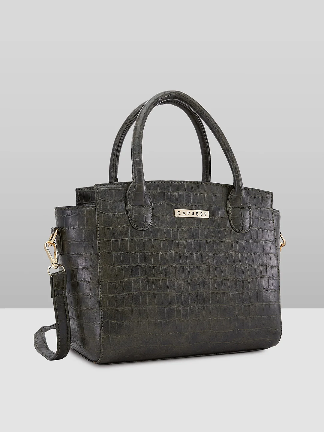 Caprese Cristina Medium Green Satchel Bag - Image 4