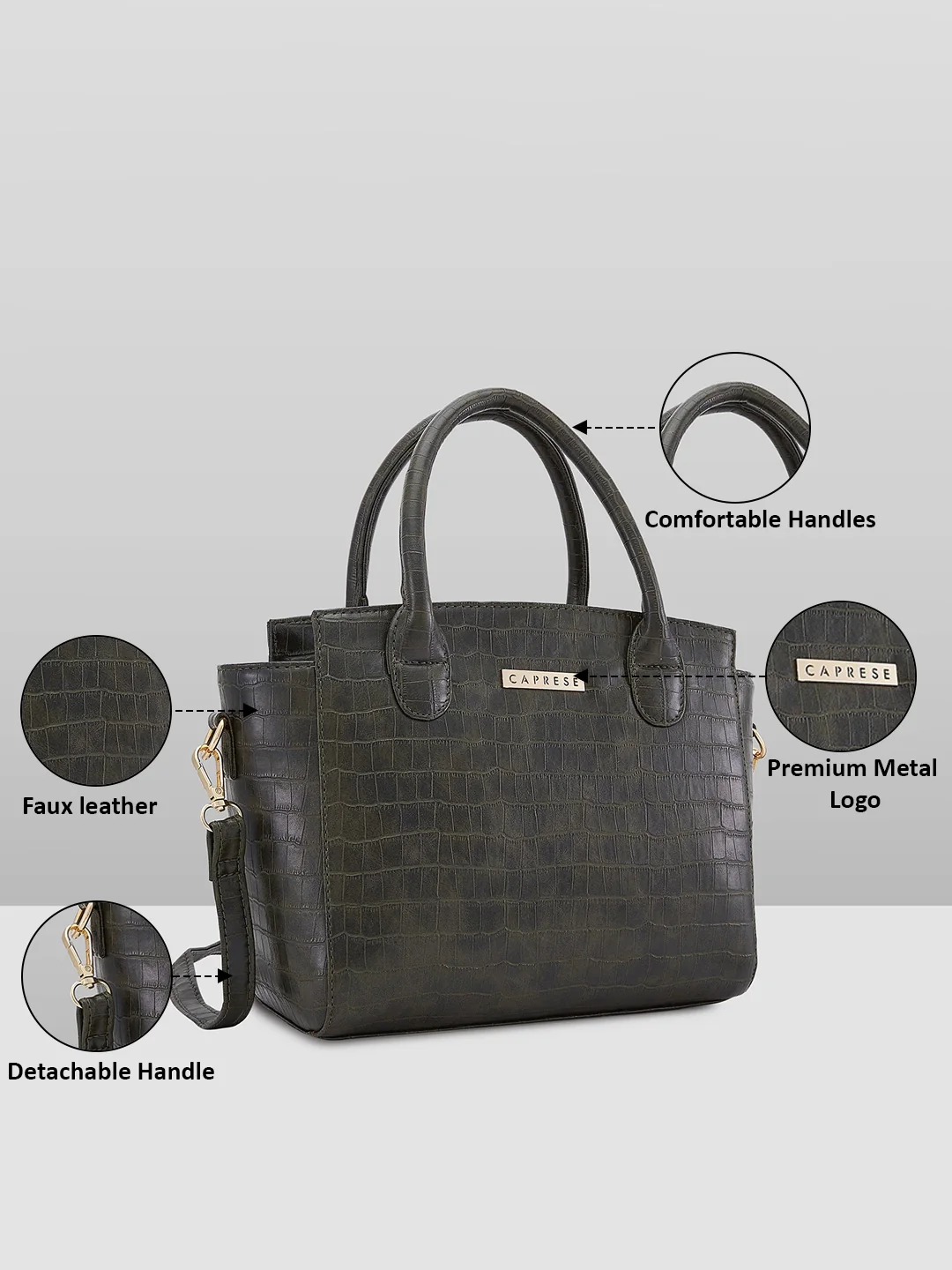 Caprese Cristina Medium Green Satchel Bag - Image 6