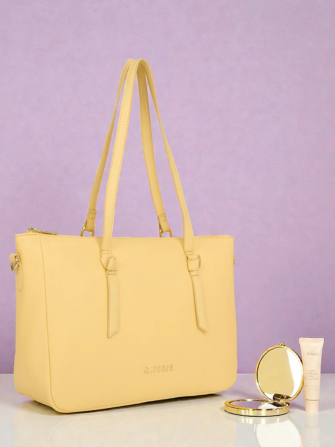 Caprese Crystal Large Butter Yellow Satchel Bag - Image 12