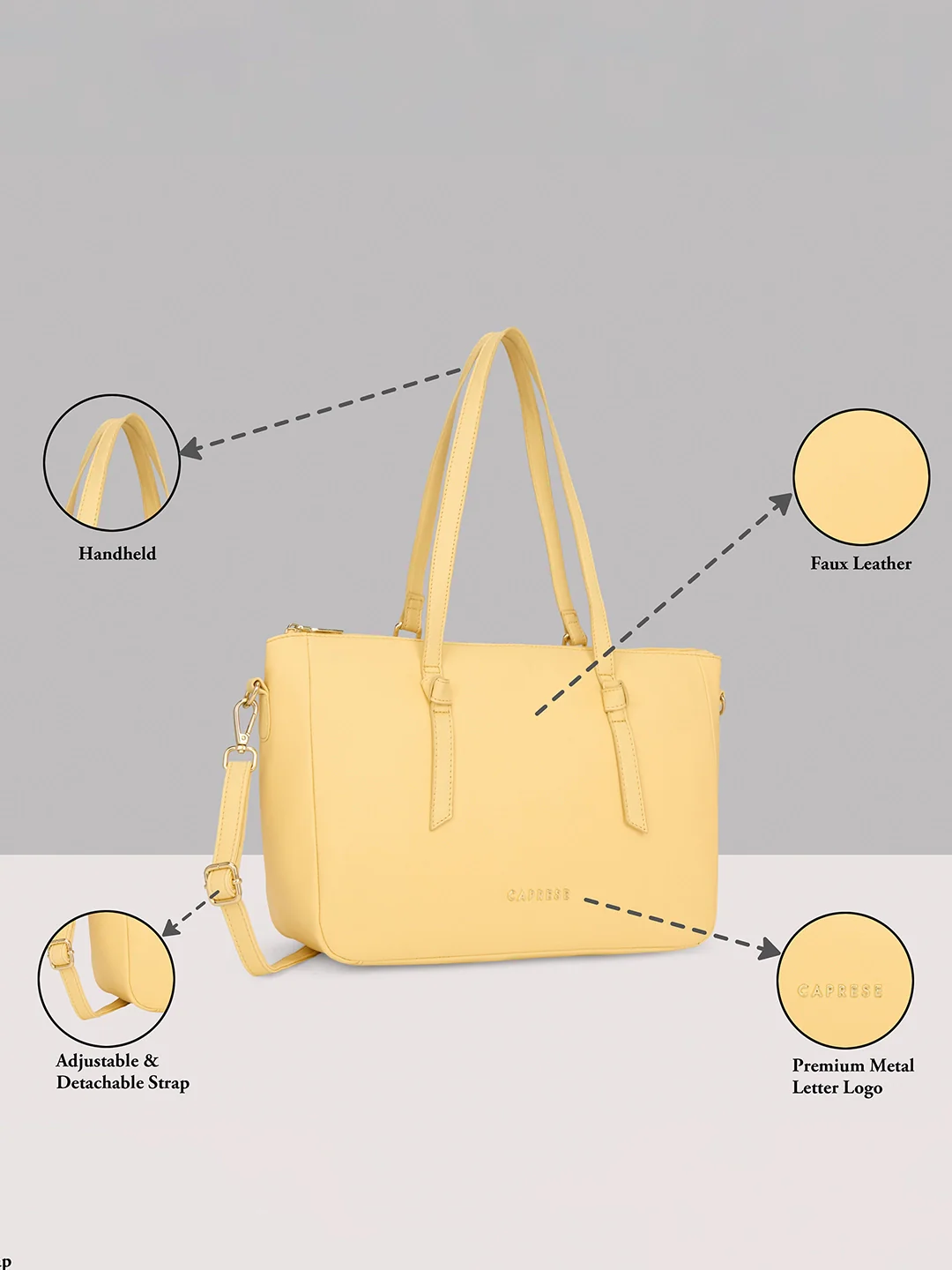 Caprese Crystal Large Butter Yellow Satchel Bag - Image 16