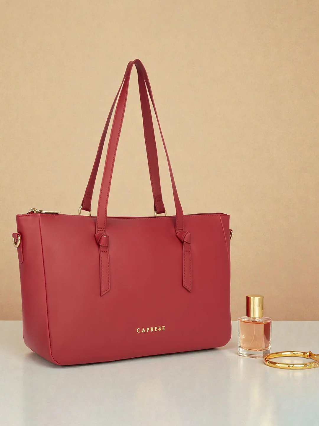 Caprese Crystal Large Cherry Red Satchel Bag - Image 12