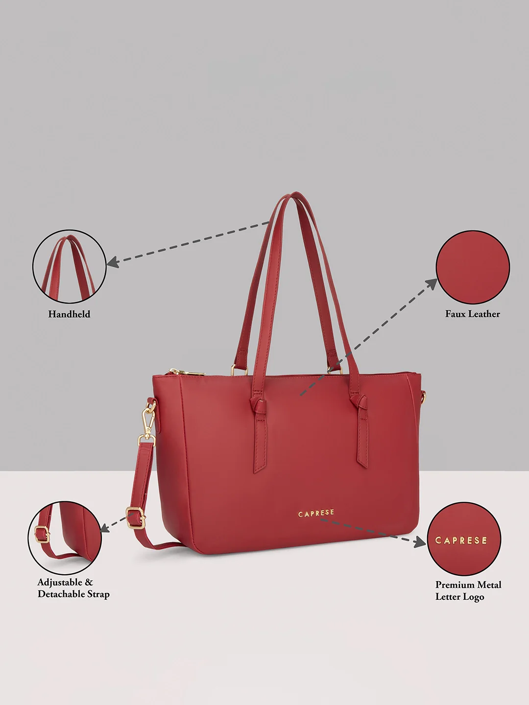 Caprese Crystal Large Cherry Red Satchel Bag - Image 16