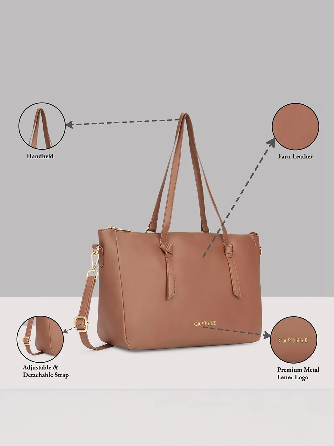 Caprese Crystal Large Chocolate Brown Satchel Bag - Image 15