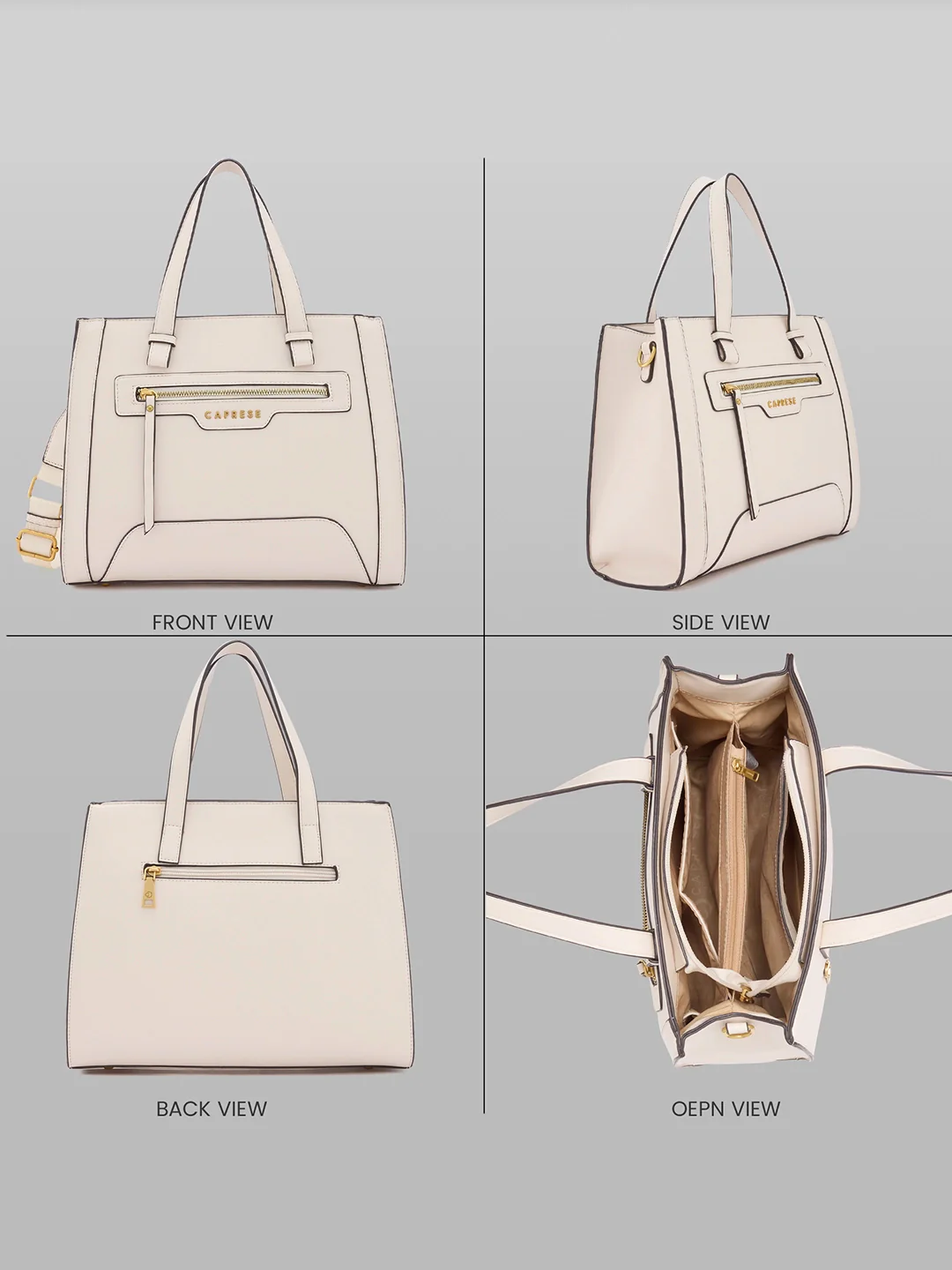 Caprese Cuba Medium Alpine Oat Satchel Bag - Image 4