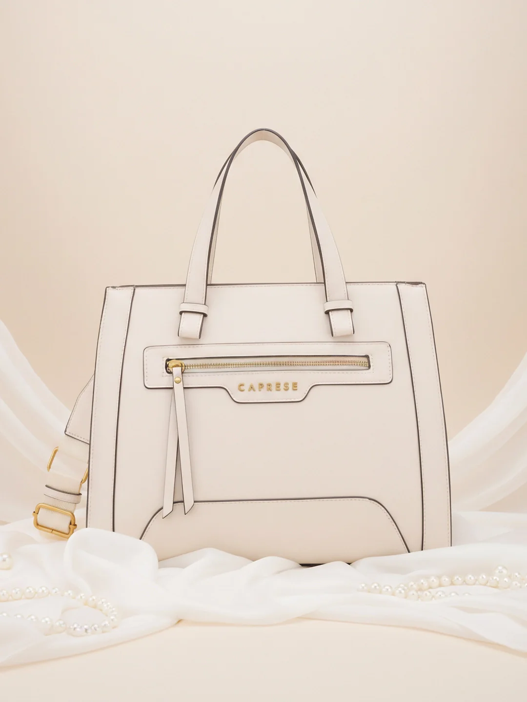Caprese Cuba Medium Alpine Oat Satchel Bag - Image 9