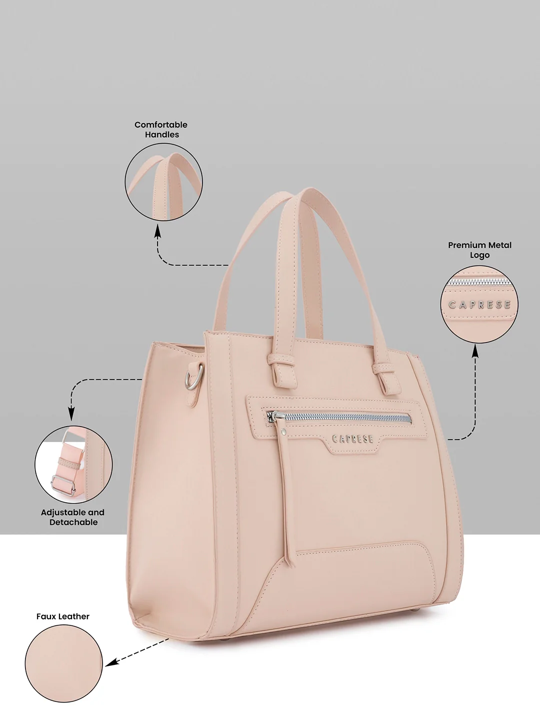 Caprese Cuba Medium Blush Satchel Bag - Image 17