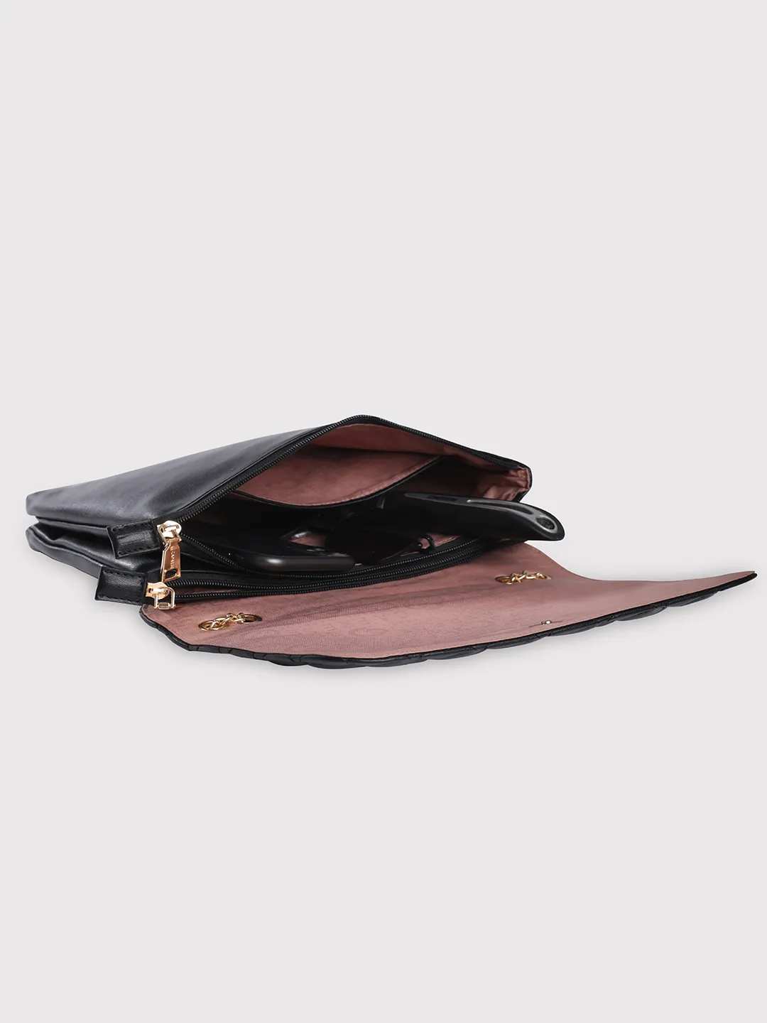Caprese Cuddy Medium Black Sling Bag - Image 11